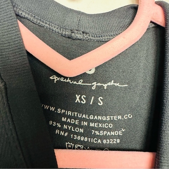 Spiritual Gangster NWT Black Ribbed Mock Neck Raglan Short Sleeve Fit Top - Picture 5 of 5